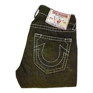 True Religion Bobby Big T Musty Green Corduroy Y2K Jeans